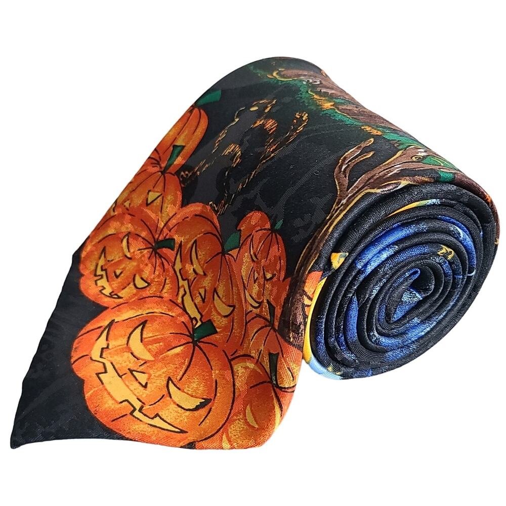 Andaloro Halloween Novelty Scenic Print Necktie Polyester 56x4